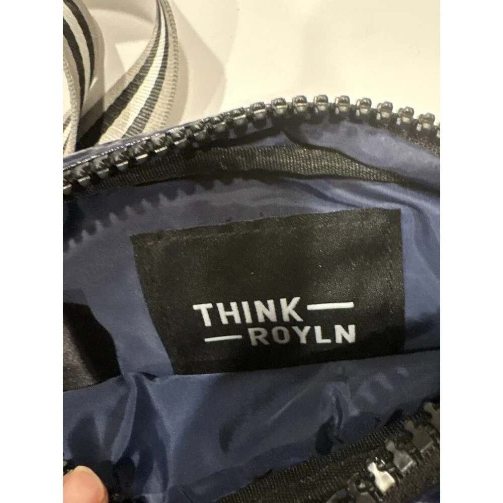 Think Royln Blue Patent Wingman Large Tote Bag Crossbody Preppy Quiet Luxury New